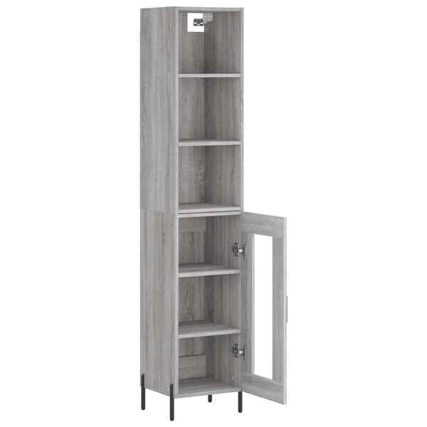 vidaXL Highboard gr&aring; sonoma 34,5x34x180 cm konstruert tre