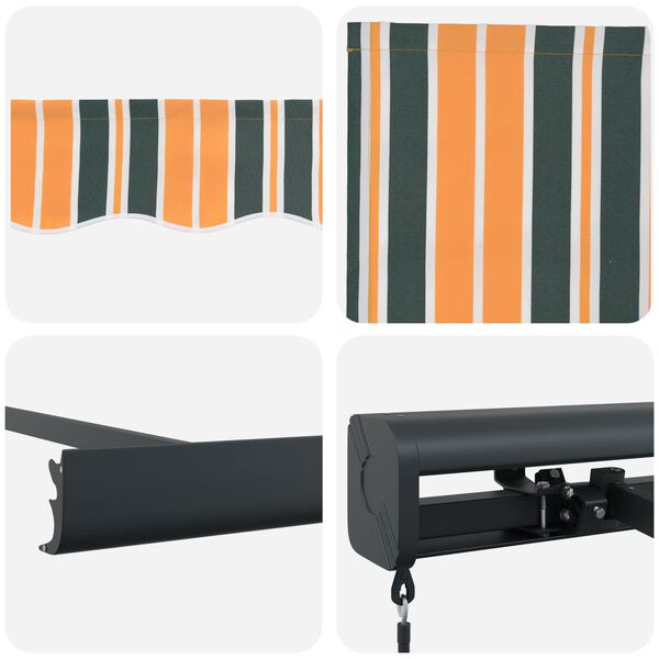 vidaXL Innvendbar Markise Gr&oslash;nn og gul 300 x 250 cm Stoff og Metall