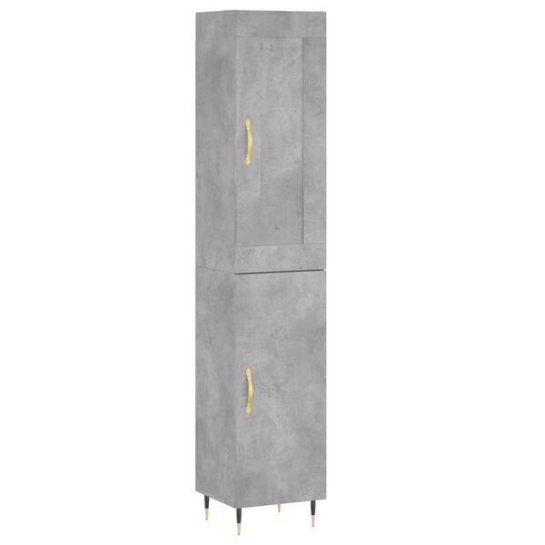 vidaXL Highboard betonggr&aring; 34,5x34x180 cm konstruert tre