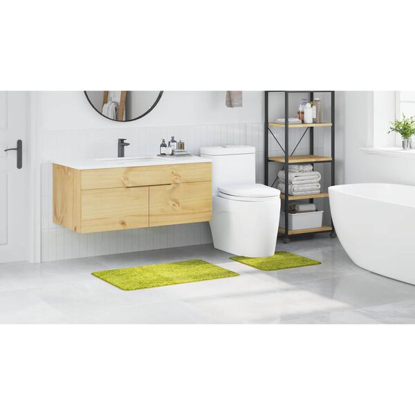 vidaXL Anti-skli baderomsmatte sett 2 pcs gr&oslash;nn PP