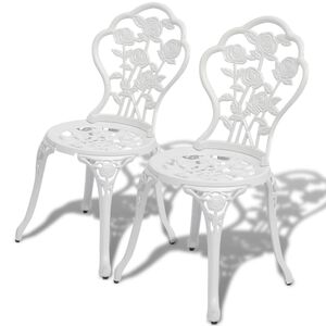 vidaXL Bistrostoler 2 stk st&oslash;pt aluminium hvit