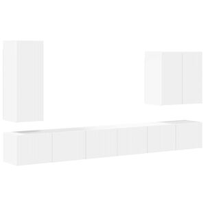 vidaXL TV vegghyllesett Veggmontert 6 pcs Hvit