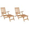 vidaXL Folding Deck Stol 2 pcs Naturlig Massivt Teaktre