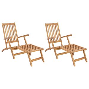 vidaXL Folding Deck Stol 2 pcs Naturlig Massivt Teaktre