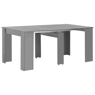 vidaXL Uttrekkbart spisebord høyglans grå 175x90x75 cm