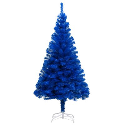 vidaXL Forhåndsbelyst kunstig juletre med kulesett blå 150 cm PVC
