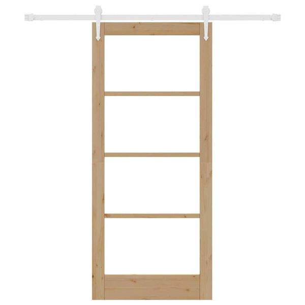 vidaXL Skyved&oslash;r Naturlig 86 x 198,5 cm Massivt furutre og glass