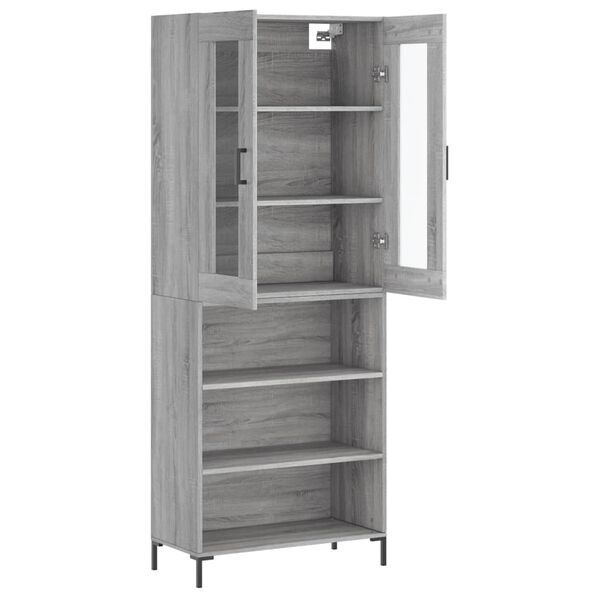 vidaXL Highboard gr&aring; sonoma 69,5x34x180 cm konstruert tre