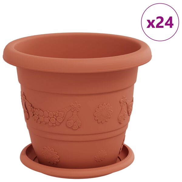 vidaXL Plantepotter 24 pcs Klinker R&oslash;d &Oslash; 26 x 21.5 cm Plast