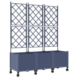 vidaXL Hageplanter med espalier og hjul 3 stk. Gr&aring; 120 x 40 x 149 cm