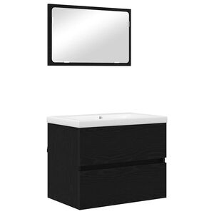 vidaXL Baderomsinnredningssett 3 stk. Svart Eik 61 x 39 x 45 cm