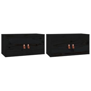 vidaXL Veggskap 2 stk svart 60x30x30 cm heltre furu