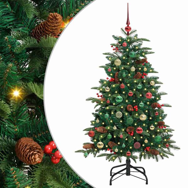 vidaXL Kunstig juletre med 150 LED gr&oslash;nn 150 cm PVC og Metall og Plast