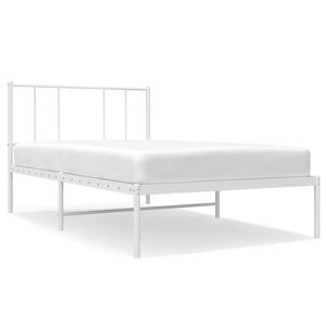 vidaXL Sengeramme i metall uten madrass med hodegavl hvit 75x190 cm