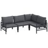 vidaXL Hagesofa Set 4 stk. Svart St&aring;l