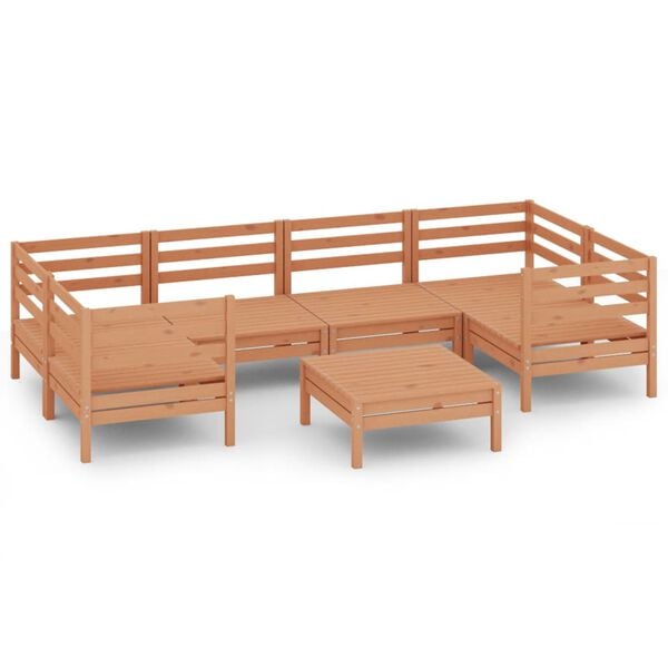 vidaXL Hagesofagruppe 7 deler honningbrun heltre furu