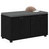 vidaXL Gangbenk med pute med lagring med d&oslash;r Svart Eik 80 x 46 x 46 cm