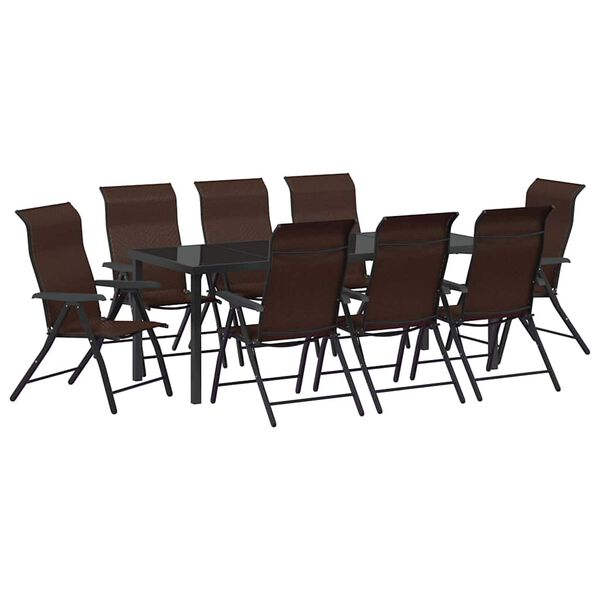 vidaXL Hage Spisegruppe 9 pcs Brun Poly rattan