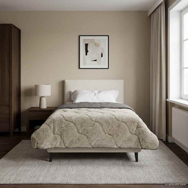 vidaXL Full &aring;r dyne Lysegr&aring; 135 x 200 cm Mikrofiber og Teddy fleece