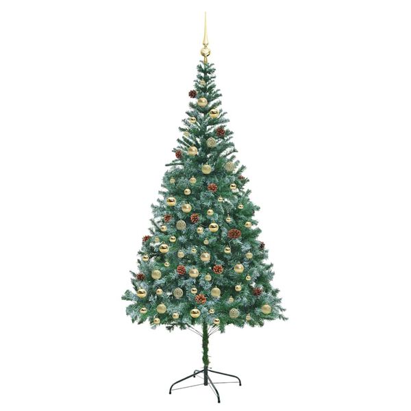 vidaXL Kunstig juletre med 300 LED med stativ grønn 210 cm PVC og stål