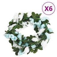 vidaXL Kunstige blomsterkranser 6 stk blå og hvit 240 cm