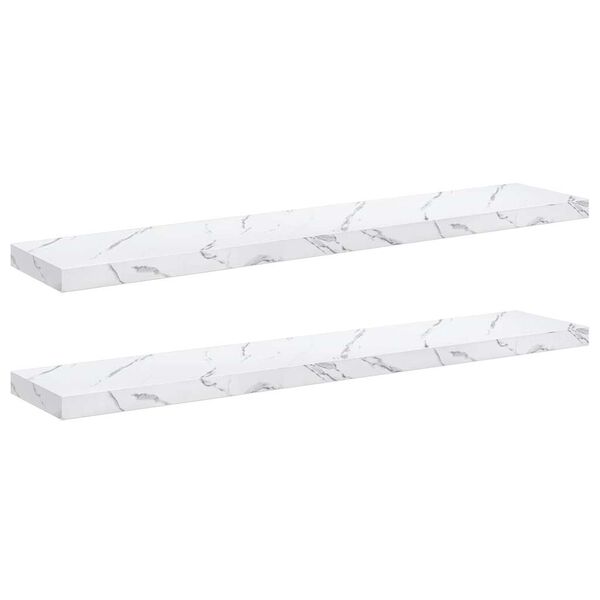 vidaXL Vegghylle 2 pcs Hvit marmor 120 x 23,5 x 4 cm Konstruert tre