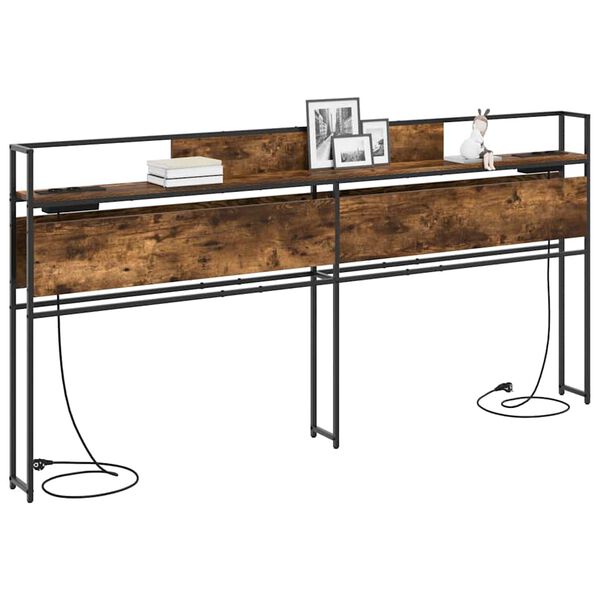 vidaXL Lagringshodegavl med hylle R&oslash;kt eik 200 cm Konstruert tre