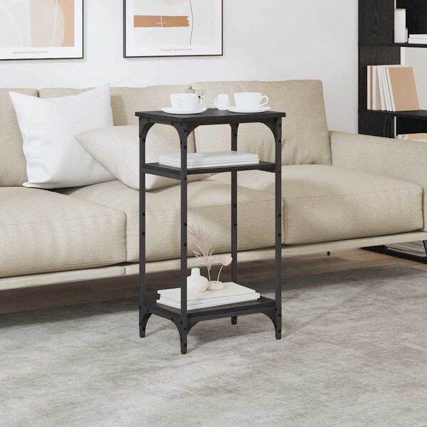 vidaXL Sidetabell med hylle Svart Eik 40 x 30 x 75 cm Konstruert tre