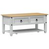vidaXL Kaffebord med skuff Hvit 100 x 48 x 45 cm Heltre furu