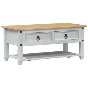 vidaXL Kaffebord med skuff Hvit 100 x 48 x 45 cm Heltre furu