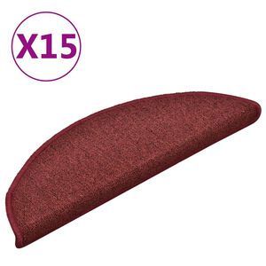 vidaXL Trappematter 15 stk 56x17x3 cm bordeaux halvrund