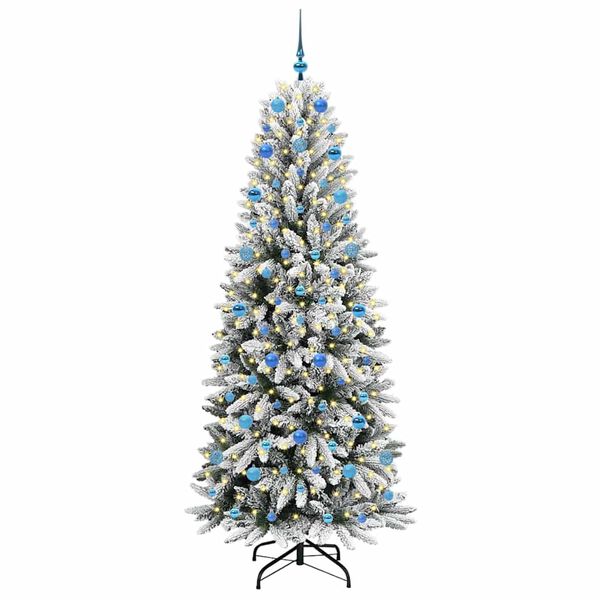 vidaXL Kunstig juletre med 300 LED Hvit 210 cm PVC, plast, st&aring;l og PE