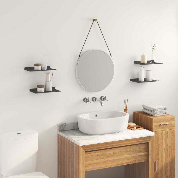 vidaXL Flytende hylle Veggmontert 4 pcs Svart 30 x 18 x 2,5 cm St&aring;l