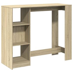 vidaXL Barbord med hylle sonoma eik 124x46x103,5 cm konstruert tre