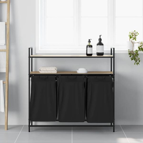 vidaXL skittent&oslash;yskurv 3 rom med hyller sonoma eik