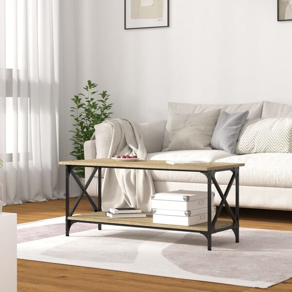 vidaXL Salongbord sonoma eik 100x45x45 cm konstruert tre og jern
