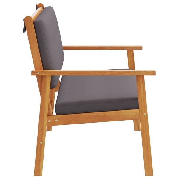 vidaXL Hagebenk med pute Antrasitt Solid akasietre