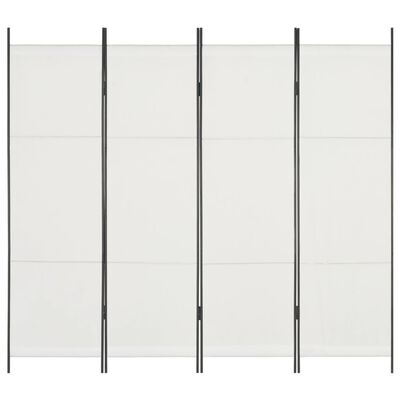 vidaXL Romdeler 4 paneler hvit 200x180 cm