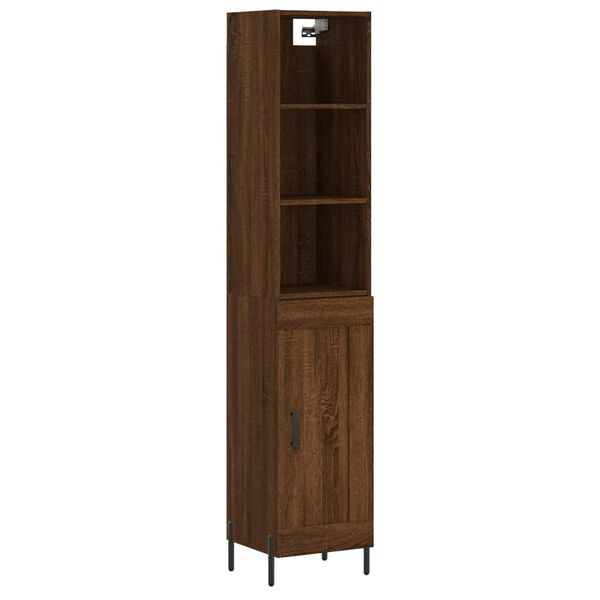 vidaXL Highboard brun eik 34,5x34x180 cm konstruert tre