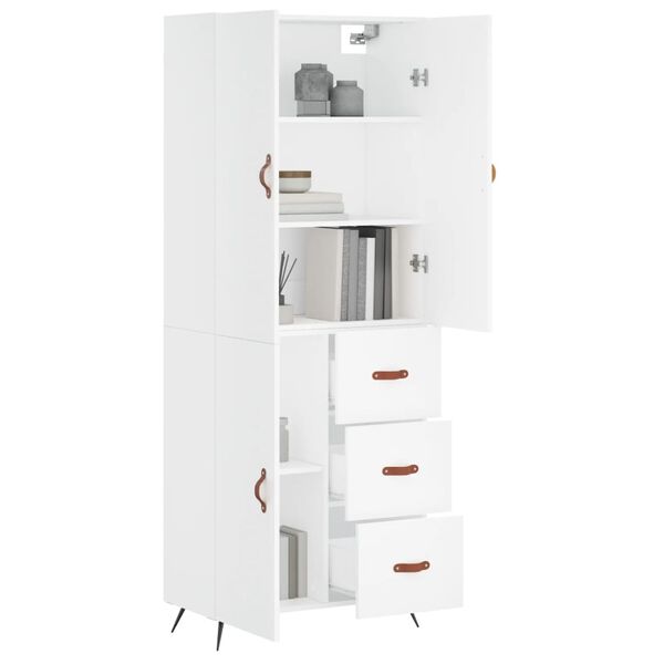 vidaXL Highboard hvit 69,5x34x180 cm konstruert tre