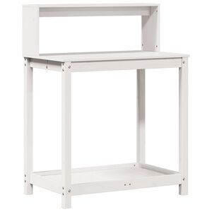 vidaXL Pottebord med hyller hvit 82,5x50x109,5 cm heltre furu