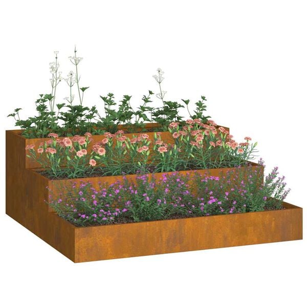 vidaXL Hageblomsterpotte Rusten 90 x 90 x 35 cm Cortenstål