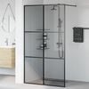 vidaXL Walk-in Dusjvegg Svart 115 x 195 cm herdet glass