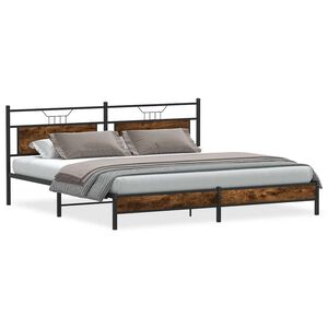 vidaXL Sengeramme i metall uten madrass r&oslash;kt eik 193x203 cm
