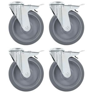 vidaXL Svinghjul med bolthull og doble bremser 4 stk 125 mm