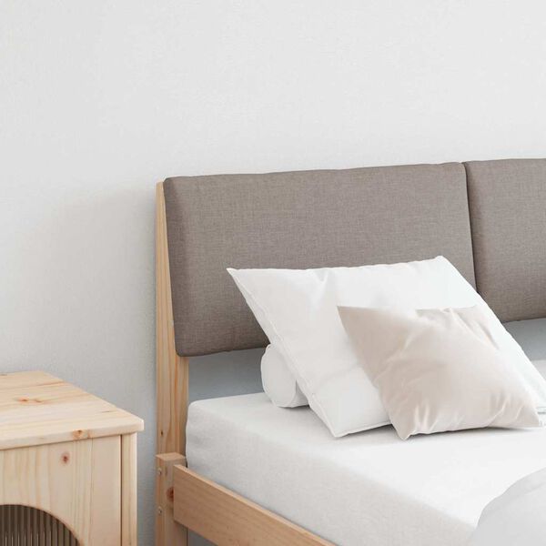 vidaXL Polstret sengegavl Gr&aring;brun 120 cm Massiv furu
