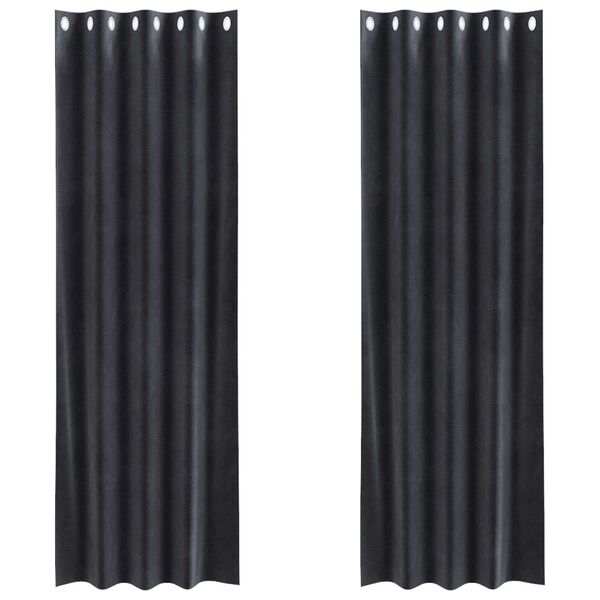 vidaXL Blendingsgardiner 2 pcs M&oslash;rkegr&aring; 140 x 245 cm Fl&oslash;yel