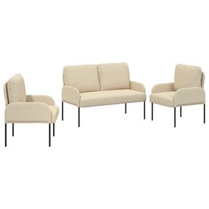 vidaXL Sofasett med pute 3 pcs Krem 115 x 56 x 80 cm Kryssfin&eacute;r