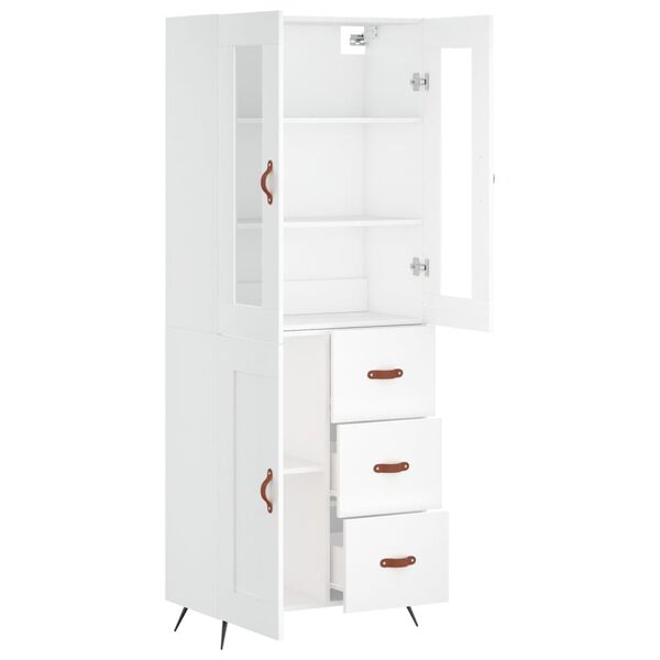 vidaXL Highboard hvit 69,5x34x180 cm konstruert tre