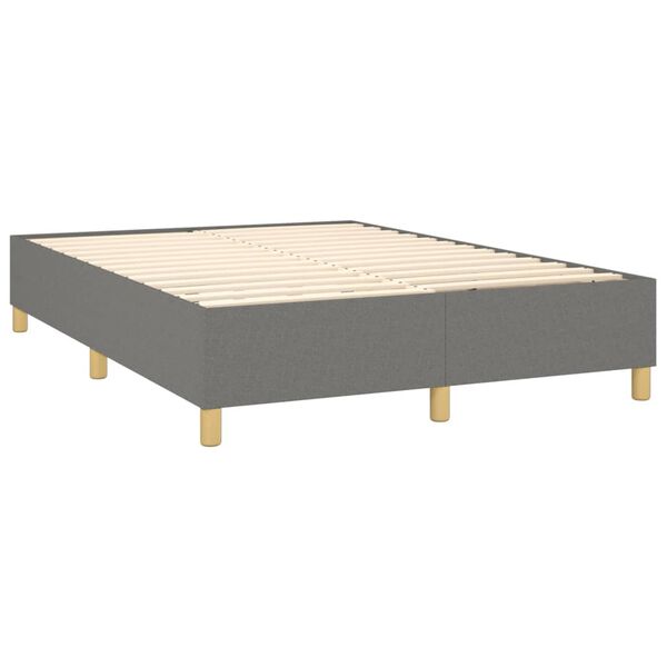 vidaXL Boxspring-sengeramme m&oslash;rkegr&aring; 135x190 cm Double stoff